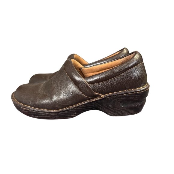 Born Womens Leather Slip-On Clogs 8.5M Brown Comfortable Shoes EU 40 Nurse - Picture 3 of 10